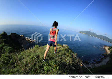 young fitness woman trail runner running  18898200