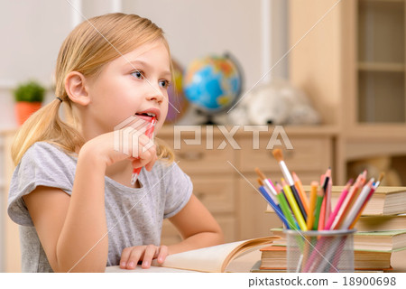 Pretty girls sitting at the table Pretty girls sitting at the table 18900698