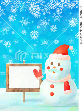 消息聖誕老人雪人背景（垂直）藍色b 18902018