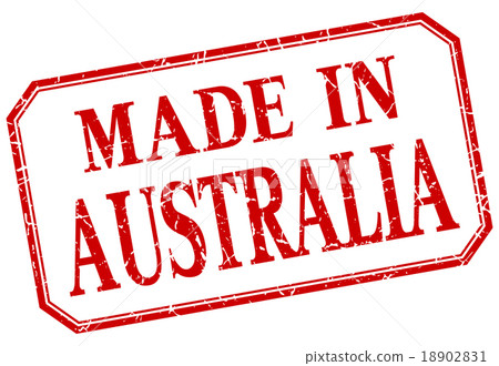 Australia - made in red vintage isolated label Australia - made in red vintage isolated label 18902831