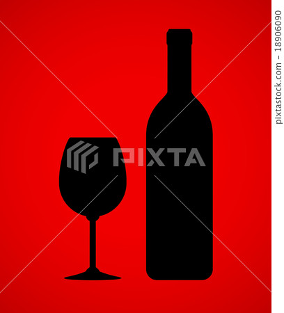 wine bottle and glass on red background wine bottle and glass on red background 18906090