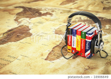 Learning languages online. Audiobooks concept. 18906649