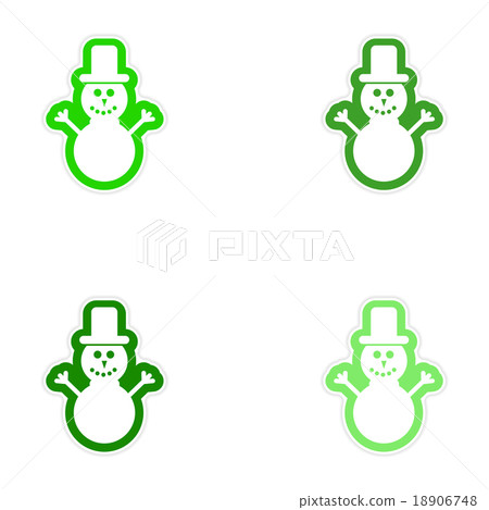 Set of paper stickers on white background Snowman Set of paper stickers on white background Snowman 18906748