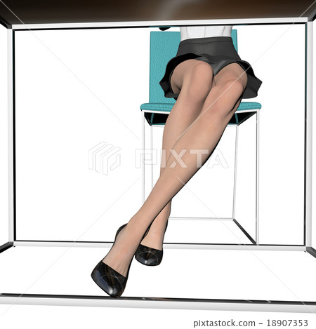 桌子下的女商人perming3DCG插圖素材 18907353