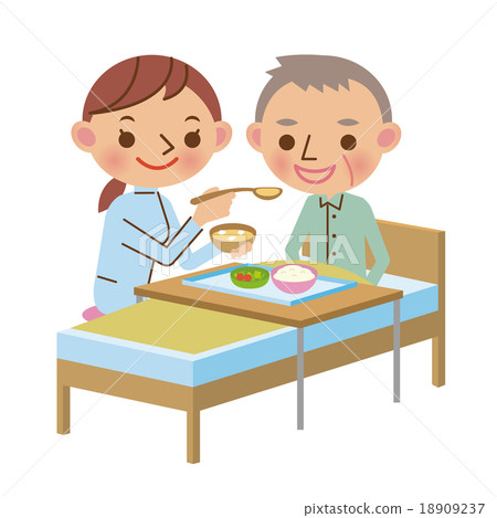 幫助老人用餐的女性照顧者 18909237