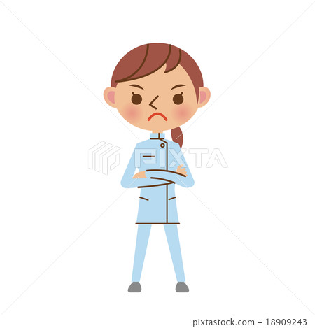 一個女人的照顧者揮舞著粗獷的面部表情 18909243