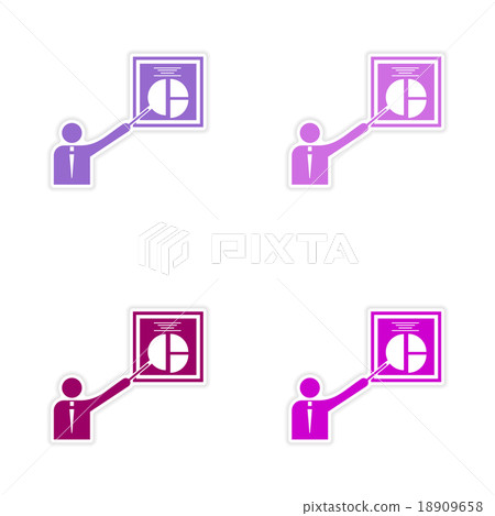 Set of stylish sticker on paper Man and chart Set of stylish sticker on paper Man and chart 18909658