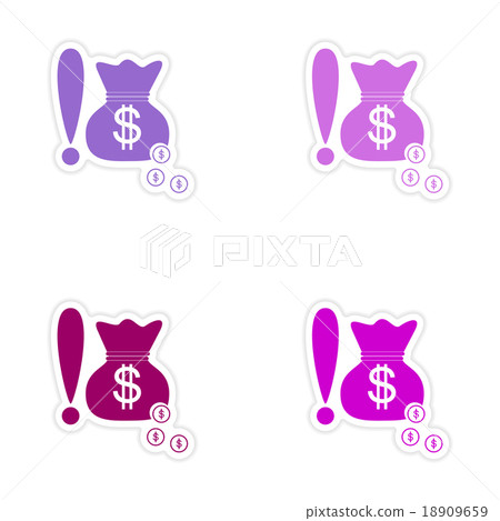 Set of stylish sticker on paper bag money and Set of stylish sticker on paper bag money and 18909659