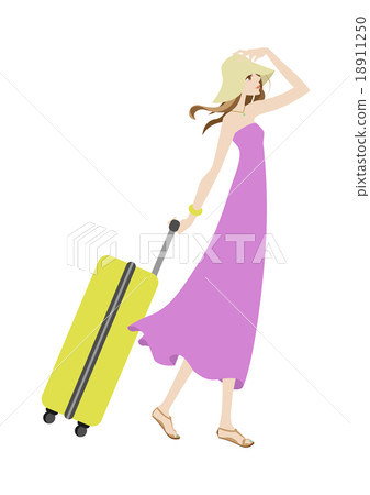 一個女人與旅行的樹幹 一個女人與旅行的樹幹 18911250
