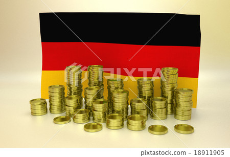 Golden coins and German flag 18911905