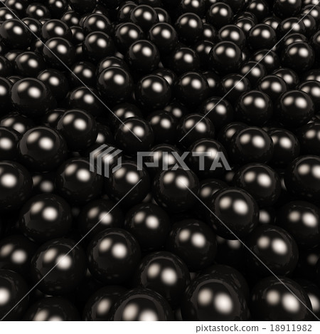 Black gossy balls 3D square background. 18911982