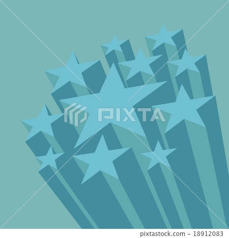 3D stars blue flat design with copy space. 18912083