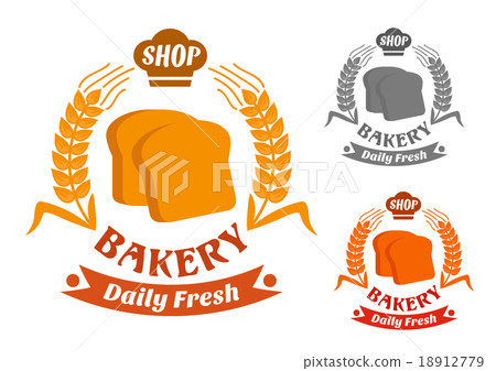 Bakery shop symbol with golden crispy toasts Bakery shop symbol with golden crispy toasts 18912779