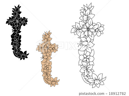 Retro floral lowercase letter t Retro floral lowercase letter t 18912782