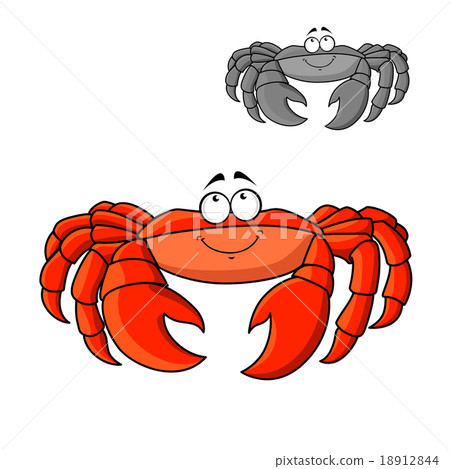 Cartoon smiling red crab with big claws 18912844