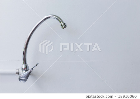 faucet stainless steel on white mortar wall faucet stainless steel on white mortar wall 18916060