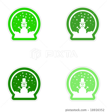 Set of paper stickers on white background snowman 18916352