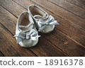 Baby shoes on wooden background 18916378