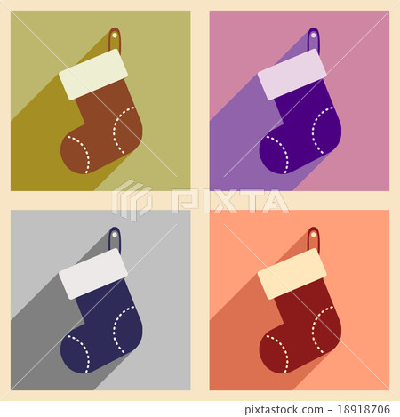 Set of flat icons with long shadow Santa's sack Set of flat icons with long shadow Santa's sack 18918706