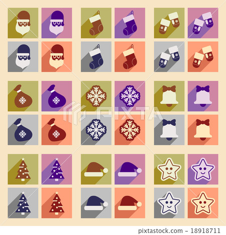 Set of flat icons with long shadow Christmas Set of flat icons with long shadow Christmas 18918711