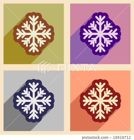 Set of flat icons with long shadow snowflake Set of flat icons with long shadow snowflake 18918712