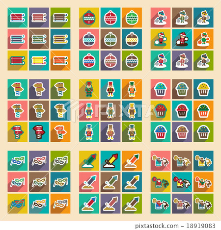 Set flat icons with long shadow New Year's and Set flat icons with long shadow New Year's and 18919083