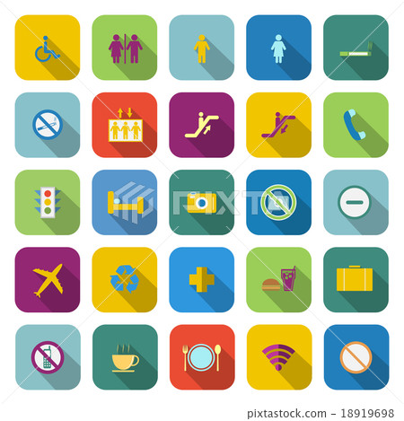 Public color icons with long shadow 18919698