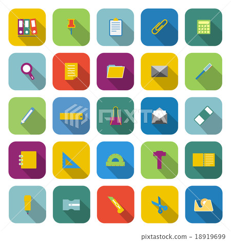 Stationery color icons with long shadow 18919699