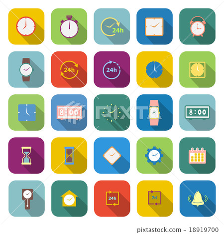 Time color icons with long shadow 18919700