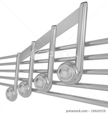 3D music note on staves 18920559