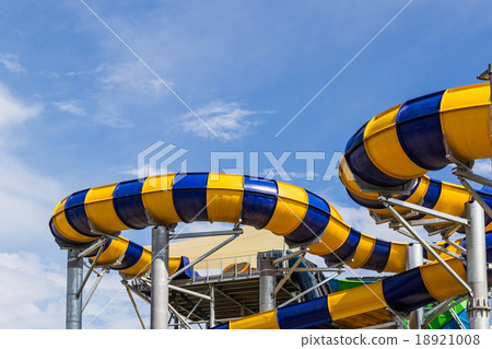 Colorful slides of the aquapark. Colorful slides of the aquapark. 18921008