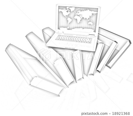 Laptop on books Laptop on books 18921368