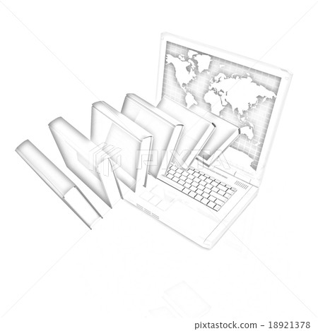 Colorful books flying and laptop Colorful books flying and laptop 18921378