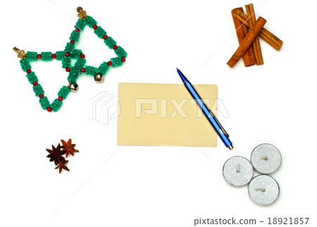 Christmas trees, candles with greeting card 18921857