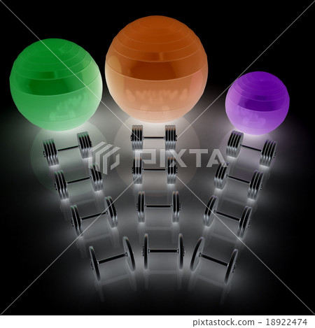 Fitness ball and dumbell 18922474