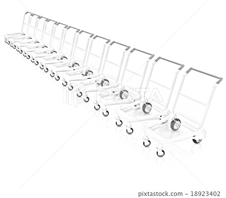 Trolleys for luggages at the airport 18923402