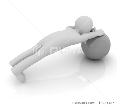 3d man exercising position on fitness ball 3d man exercising position on fitness ball 18923487