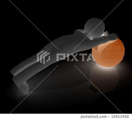 3d man exercising position on fitness ball 3d man exercising position on fitness ball 18923488