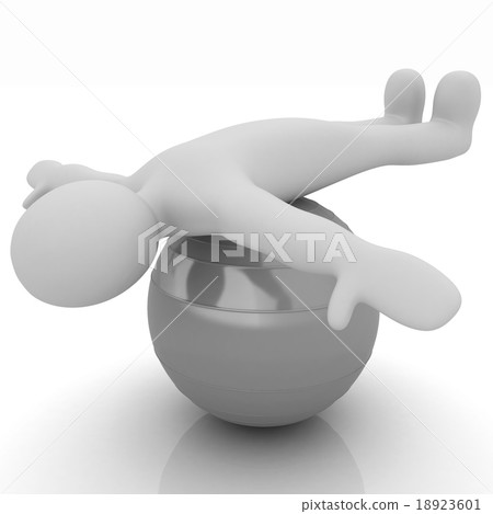 3d man exercising position on fitness ball 3d man exercising position on fitness ball 18923601