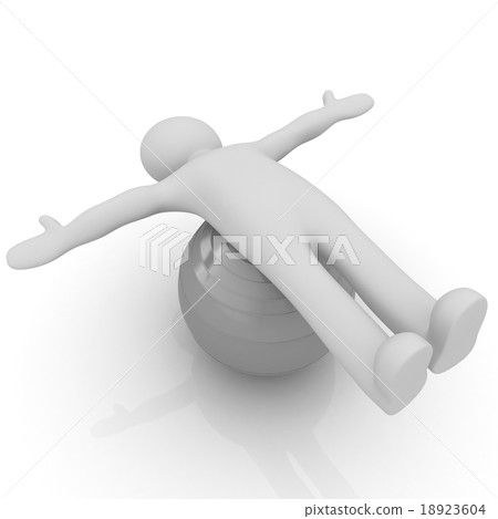 3d man exercising position on fitness ball 3d man exercising position on fitness ball 18923604