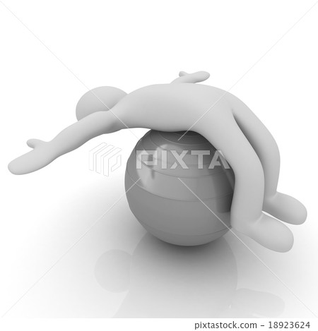 3d man exercising position on fitness ball 3d man exercising position on fitness ball 18923624