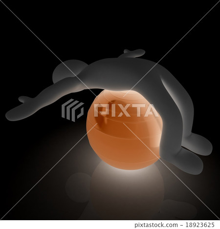 3d man exercising position on fitness ball 3d man exercising position on fitness ball 18923625