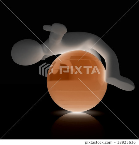 3d man exercising position on fitness ball 18923636