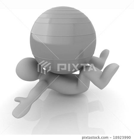 3d man exercising position on fitness ball 3d man exercising position on fitness ball 18923990