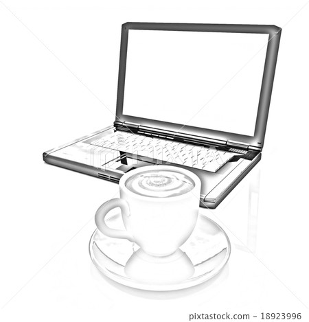 3d cup and a laptop 18923996