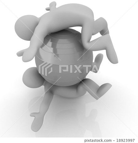 3d man exercising position on fitness ball 3d man exercising position on fitness ball 18923997