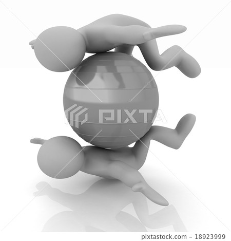 3d man exercising position on fitness ball 18923999