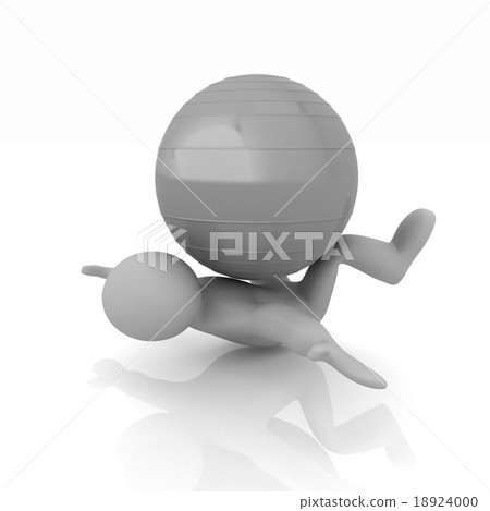 3d man exercising position on fitness ball 18924000