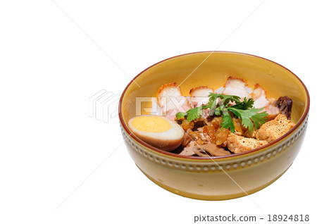 Crunchy Pork Soup with noodle isolated, Chinese Crunchy Pork Soup with noodle isolated, Chinese 18924818