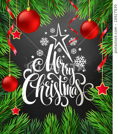 Christmas decoration on chalk board. Vector 18927830
